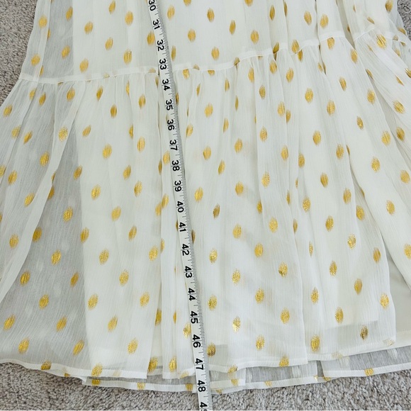 Lulus Cause to Celebrate White & Gold Dot Ruffled Tiered Midi Dress SizeM Magic - Picture 10 of 12